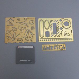 Stampin Up! Sizzix Embosslits Die Sweetest Stem and 3 Brass Metal Stencils LOT